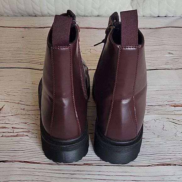 Quipid Burgundy Vegan Leather Platform Boots Size 10 - Picture 7 of 8